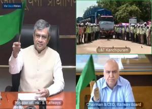 Shri Ashwini Vaishnaw, Hon’ble Minister for Railways flagged off Full Span Launching Equipment for construction of Mumbai-Ahmedabad High Speed Rail (MAHSR) project on Sept 09, 2021