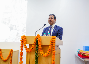 Shri Vivek Kumar Gupta, MD/NHSRCL addressing on the occasion of International Women’s Day celebration at Corporate Office