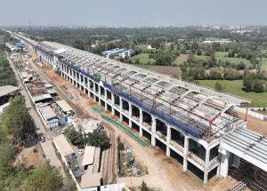 આણંદ બુલેટ ટ્રેન સ્ટેશન, ખેડા જિલ્લો, ગુજરાત ખાતે કાર્ય પ્રગતિમાં છે - માર્ચ 2024