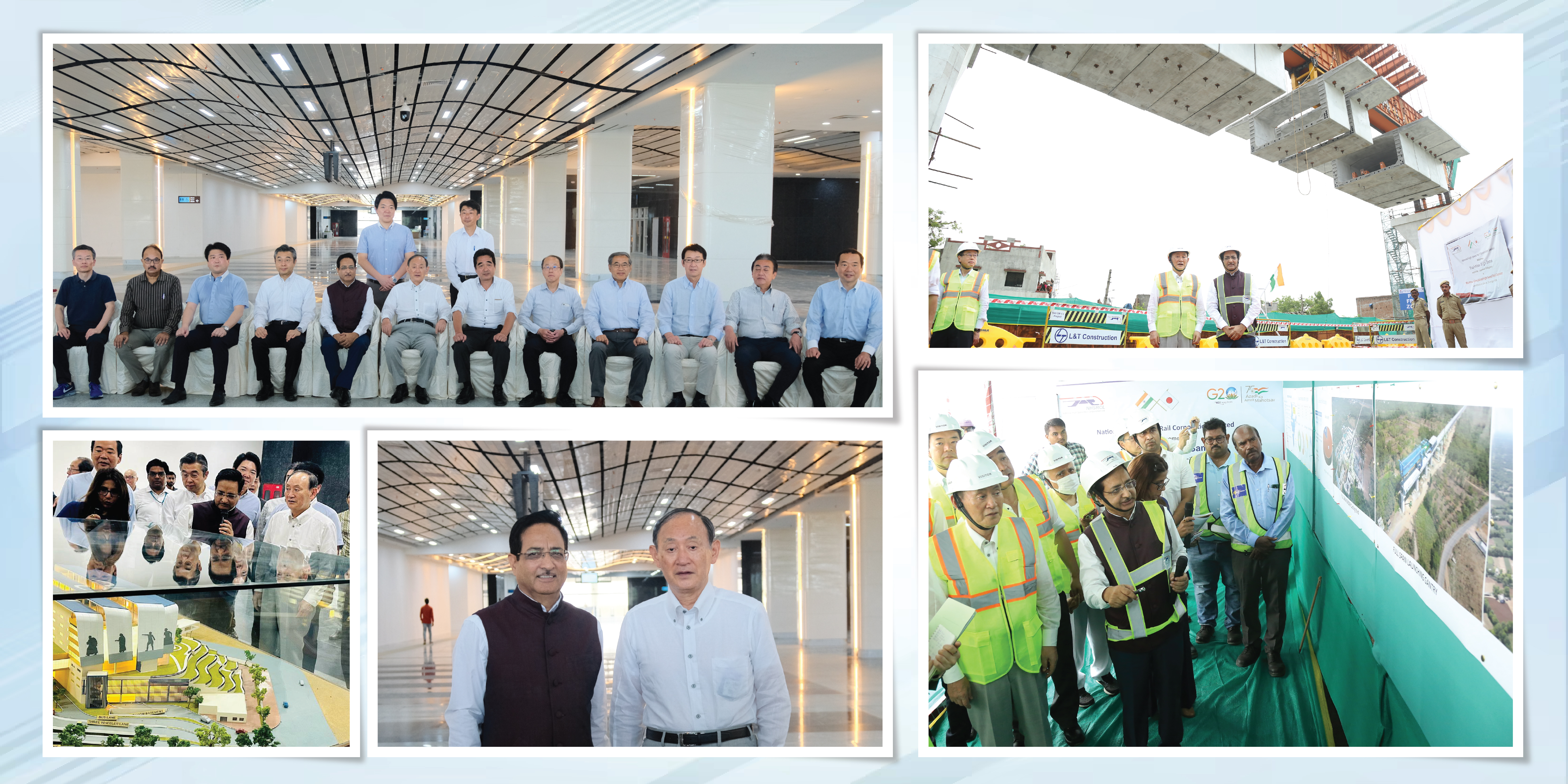 A high-level Japanese delegation led by Mr. Suga Yoshihide, Chairman, The Japan India Association & Former PM of Japan along with Shri Rajendra Prasad, MD/NHSRCL visited MAHSR sites in Ahmedabad on 5th July 2023