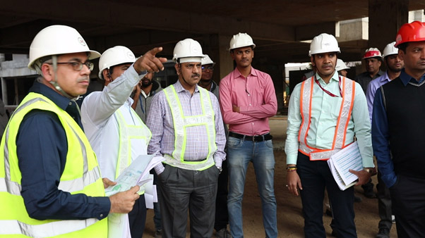 MD NHSRCL Shri Achal Khare inspecting a High Speed Rail construction site at Vadodara, Gujarat