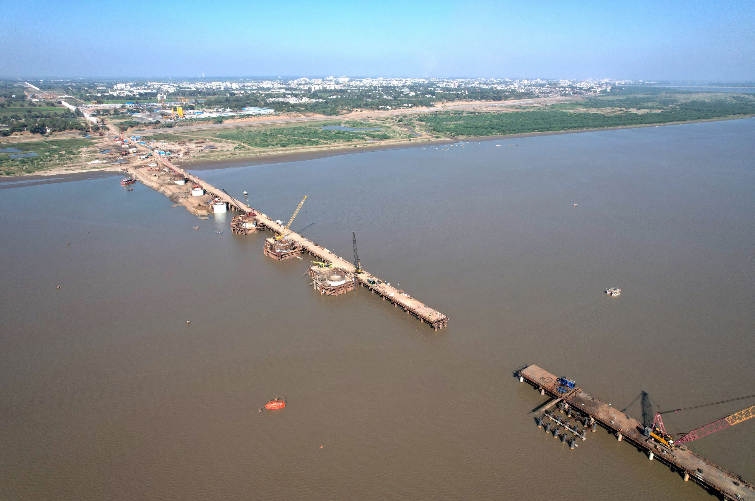 नर्मदा नदी, भरूच ज़िले में वेल फाउंडेशन कार्य, जनवरी 2023
