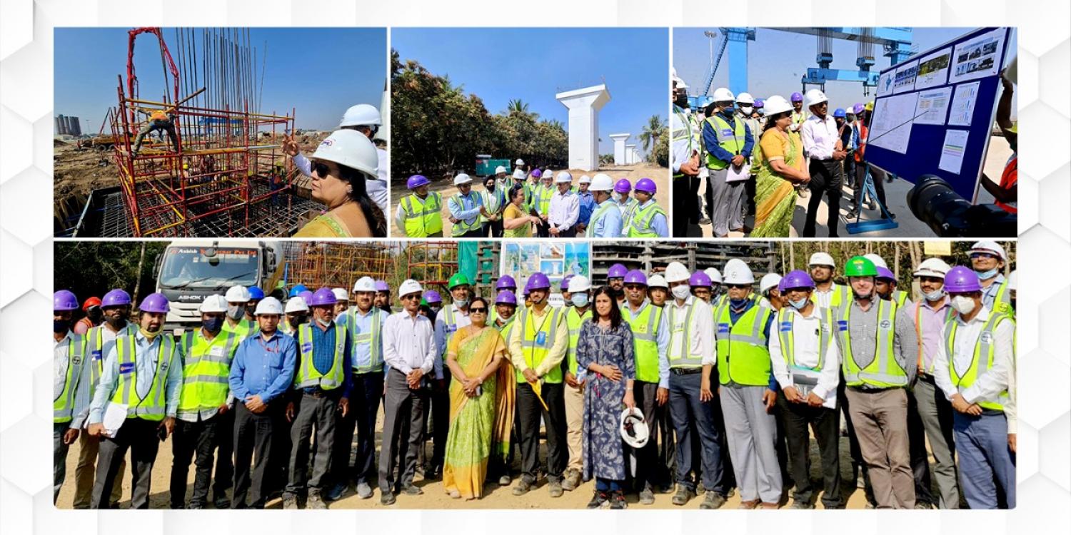 Smt. Darshana Jardosh, Hon’ble Minister of State, Railways & Textiles inspected the Mumbai-Ahmedabad High Speed Rail Corridor construction activities between Surat and Vapi on 17th February 2022