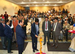 Lamp lighting ceremony by Shri V.K.Yadav, Chairman, Railway Board at NHSRCL's Fourth Foundation Day on 12.02.2020