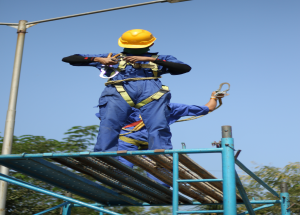 A trainee getting trained for safe working practices