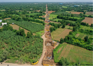 Pile and Pile cap works under progress for MAHSR at various locations near Anand (Gujarat)