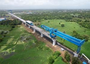 First 1 Km of Continuous Viaduct Completed Through Full Span Girder Launcher at Navsari, Gujarat for MAHSR Corridor.