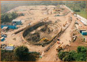 Shaft work in progress at Vikhroli for construction of underground/undersea rail tunnel