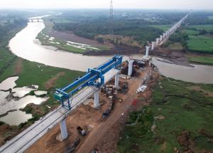 Bridge Construction work under progress on Purna River, Navsari District, May 2023