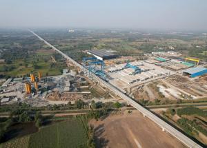 Casting yard and under construction viaduct at Navsari District, March 2023