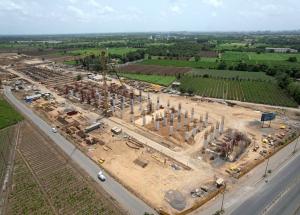 Column work in Progress at Surat Station, Surat District, June 2022