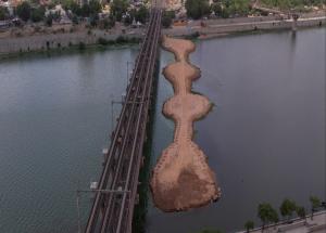Earth Filling in progress at Sabarmati River, Ahmedabad District, July 2022