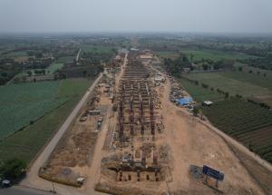 Foundation & Column Work in Progress at Surat Station, April 2022