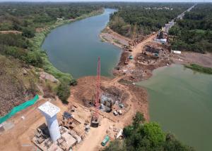 Foundation & Pier Works at Ambika River Bridge Construction site, Navsari District, May 2023