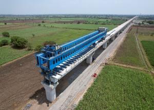 MAHSR Viaduct construction through SBS (Over-slung) method, Surat District, May 2023 (2)