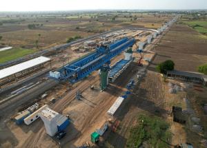 MAHSR Viaduct construction through SBS method, Bharuch District, May 2023