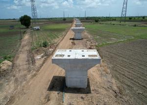 Pier Work in Progress Near Vadodara District, July 2022