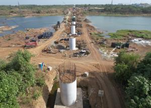 Pier Work in Progress at Par River, Valsad District, June 2022