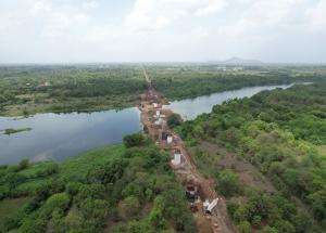 Pier Work in progress at Auranga River, Valsad District, July 2022