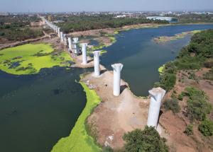 Pier Works at Daman Ganga River Bridge, Valsad District, May 2023