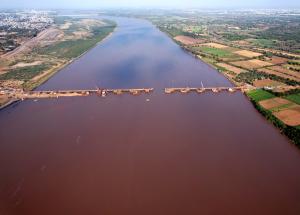 Well Foundation Work at Narmada River Bridge Construction site, Bharuch District, May 2023