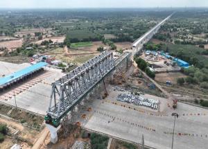 130 m long Make in India steel bridge launched over Delhi-Mumbai National Expressway for Bullet Train Project, August 2024