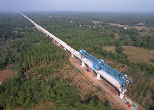 Full Span Girder Launching in Progress at Valsad District, December 2023