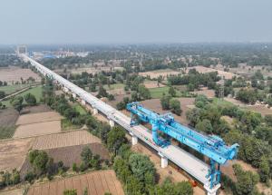 Full Span Girder Launching under progress at Ahmedabad District, December 2023