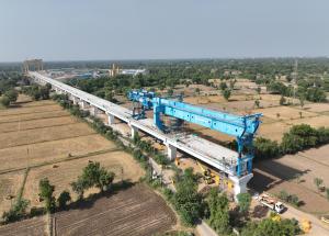 Full Span Girder Launching under progress at Ahmedabad District, November 2023