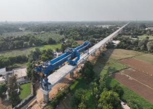 Full Span Girder Launching under progress at Anand District, November 2023