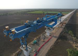 Full Span Girder Launching under progress at Bharuch District