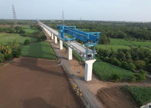 Full Span Girder Launching under progress at Navsari District, August 2023 (2)
