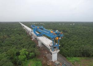 Full Span Girder Launching under progress at Navsari District, August 2023