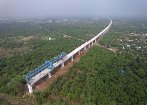 Full Span Girder Launching under progress at Navsari District, December 2023