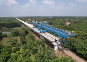 Full Span Girder Launching under progress at Navsari District, October 2023