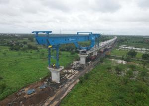 Full Span Girder Launching under progress at Surat District, August 2023