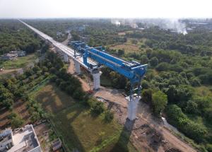 Full Span Girder Launching under progress at Valsad District, November 2023 (2)