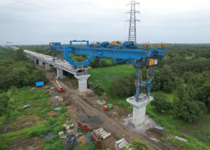 Full Span Girder Launching under progress at Valsad District, October 2023
