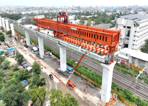 MAHSR Viaduct construction through SBS (Over-slung) method at Ahmedabad District, November 2023 (3)