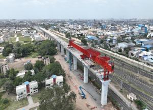 MAHSR Viaduct construction through SBS (Over-slung) method at Ahmedabad District, September 2023 (2)
