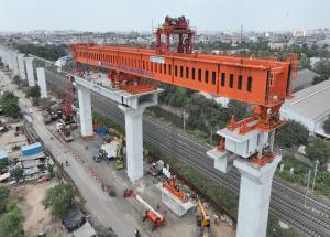 MAHSR Viaduct construction through SBS (Over-slung) method at Ahmedabad District, September 2023 (3)