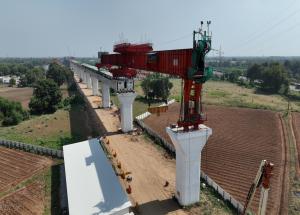MAHSR Viaduct construction through SBS (Over-slung) method at Kheda District, November 2023