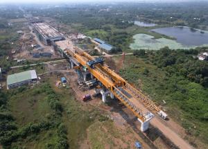 MAHSR Viaduct construction through SBS (Over-slung) method at Navsari District, November 2023