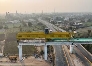 MAHSR Viaduct construction through SBS (Over-slung) method at Vadodara District, December 2023