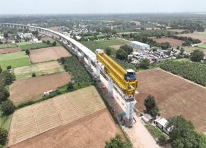 MAHSR Viaduct construction through SBS (Over-slung) method at Vadodara District, September 2023