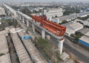 MAHSR Viaduct construction through SBS (Over-slung) method, Ahmedabad District, December 2023 (3)
