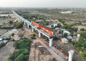 MAHSR Viaduct construction through SBS (Over-slung) method, Ahmedabad District, June 2023