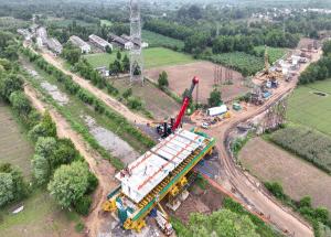 MAHSR Viaduct construction through SBS (Over-slung) method, Anand District
