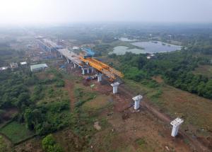 MAHSR Viaduct construction through SBS (Over-slung) method, Navsari District, December 2023