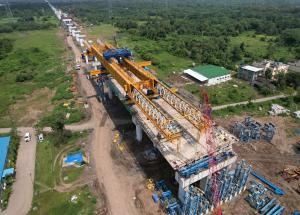 MAHSR Viaduct construction through SBS (Over-slung) method, Navsari District, October 2023